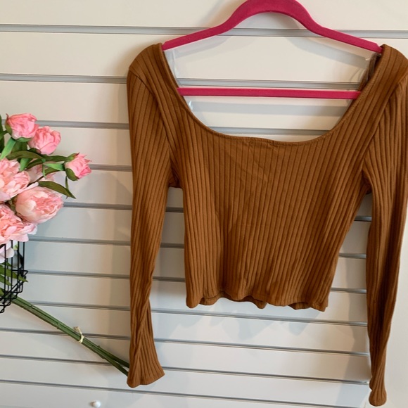 Brown ribbed long sleeve top - Picture 9 of 11